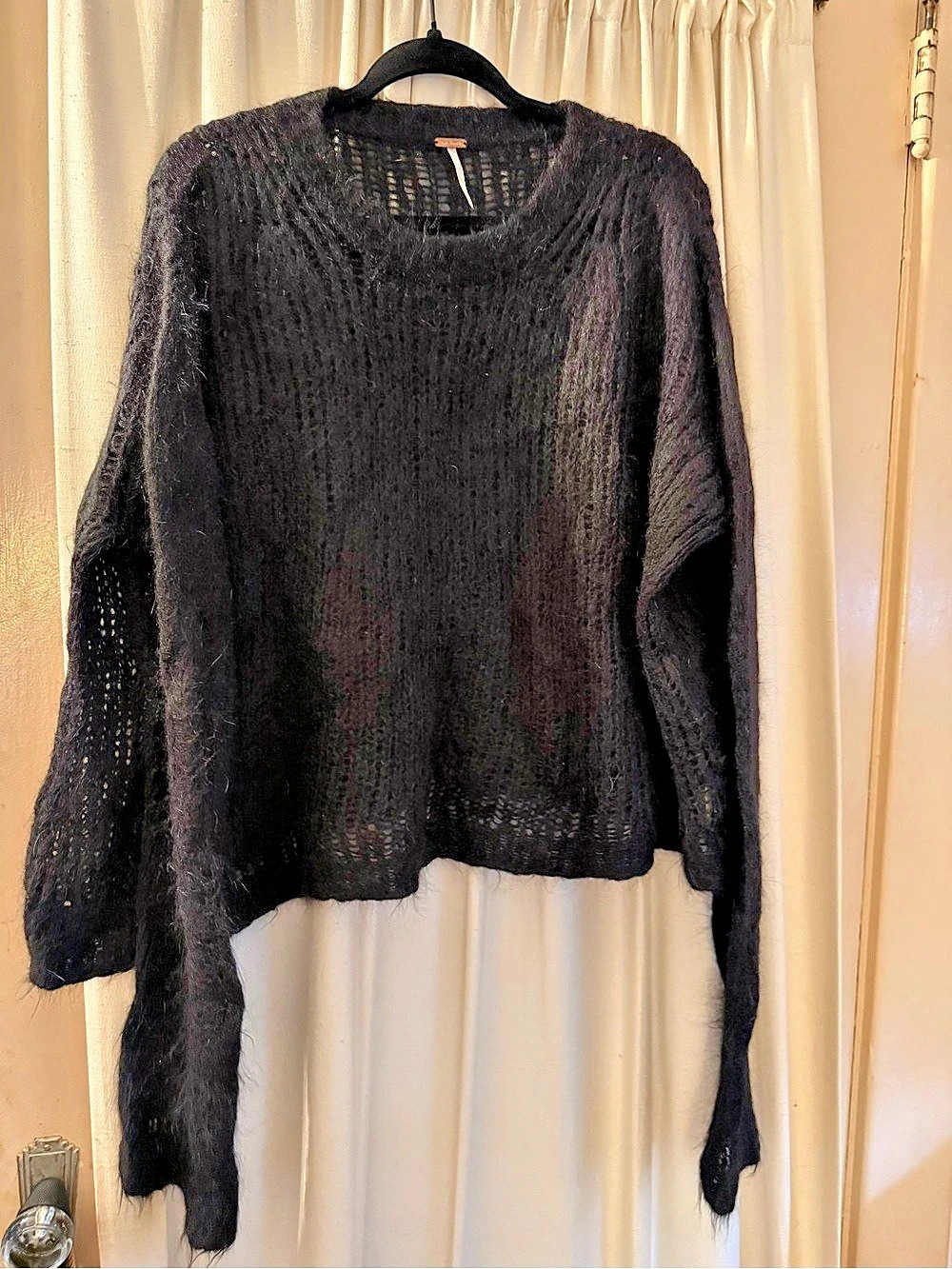 Free People Black Open-Knit Sweater